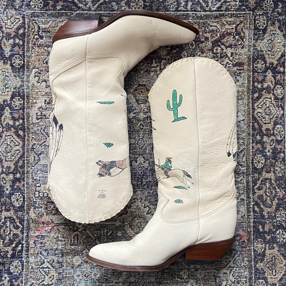 Zodiac Frontier Handmade Leather Vintage Western Cowgirl Boots Women's Size 8 - Picture 9 of 16